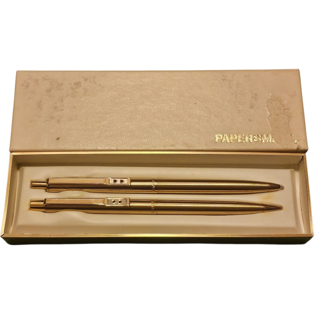 1960s Rare Vintage Papers Mate Gold Plated Pen Pencil Set - Picture 3 of 6
